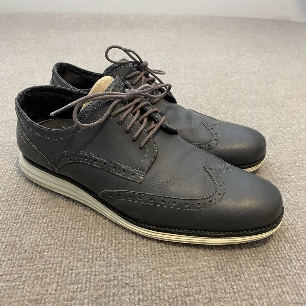 Cole Haan Shoes Mens Size 11 M Gray Leather Wingtip Brogue Dress Oxfords C30025
